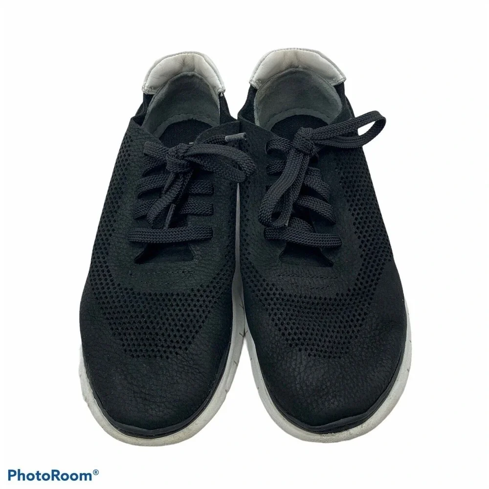 Vionic 6 Joey Sneaker Black Leather Mesh Walking Shoe TVW5231 Orthotic Comfort